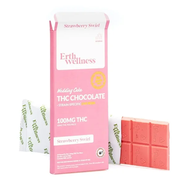 Erth Wellness Delta 9 THC Live Resin Chocolate Bar - Wedding Cake Hybrid