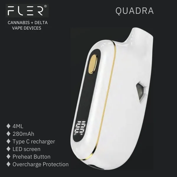 Fler Quadra Oil Dispo Vape (Empty) 4mL with Screen - Image 2