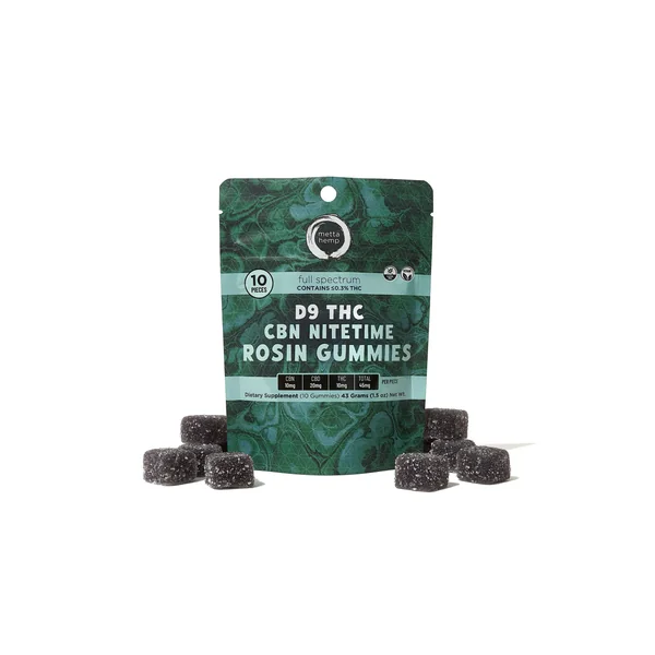 Full-Dose CBN / D9 THC Nitetime Rosin Gummies: 20mg CBN / 10mg THC / 100mg CBD