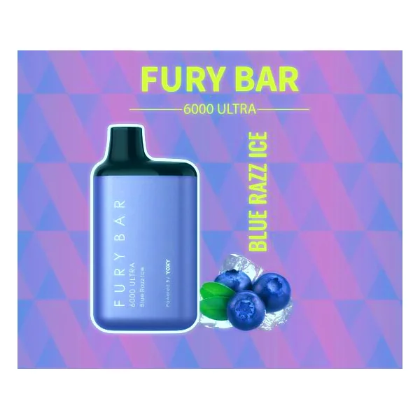 FURY BAR ULTRA Blue Razz ICE 6000 - 5% Nicotine Level - Rechargeable -