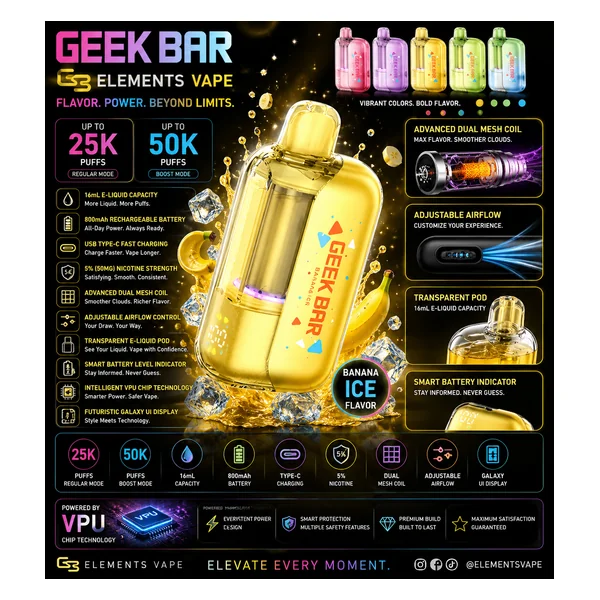 Geek Bar CLR Banana Ice 50000 Puffs Disposable Vape