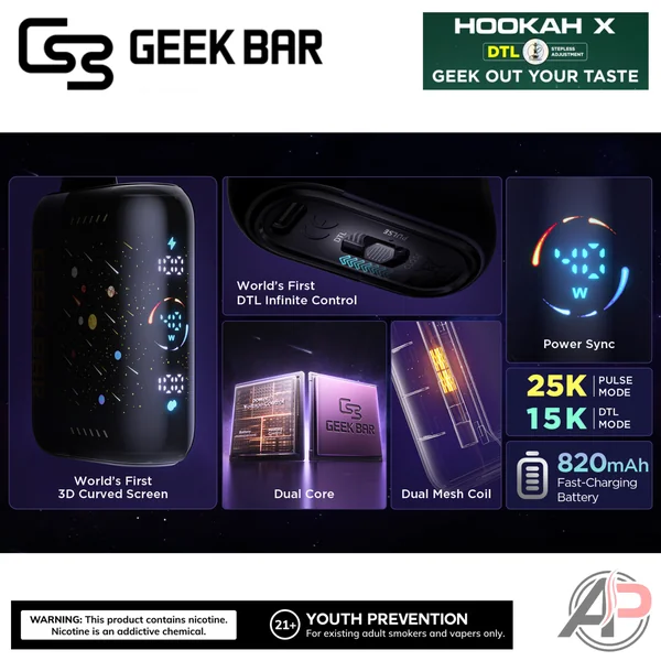 Geek Bar Hookah X 25,000 Puffs Disposable Vape Device - Image 3