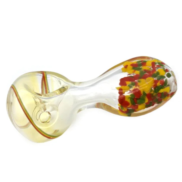 Glass Spoon Pipe - Rasta Rainbow