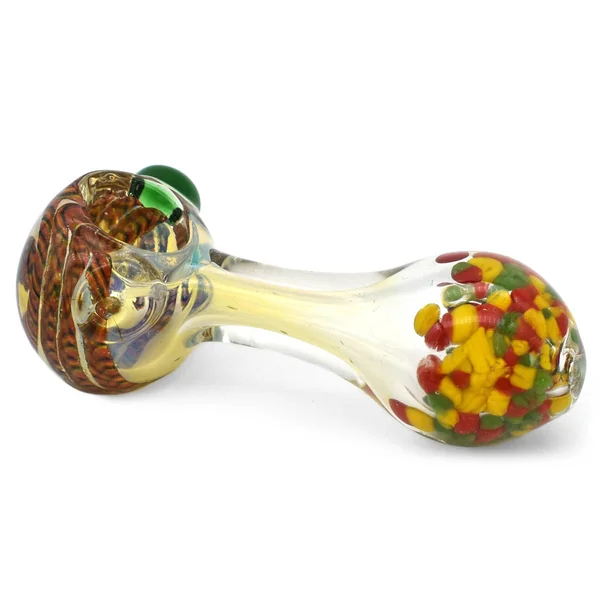 Glass Spoon Pipe - Rasta Snake Style Design