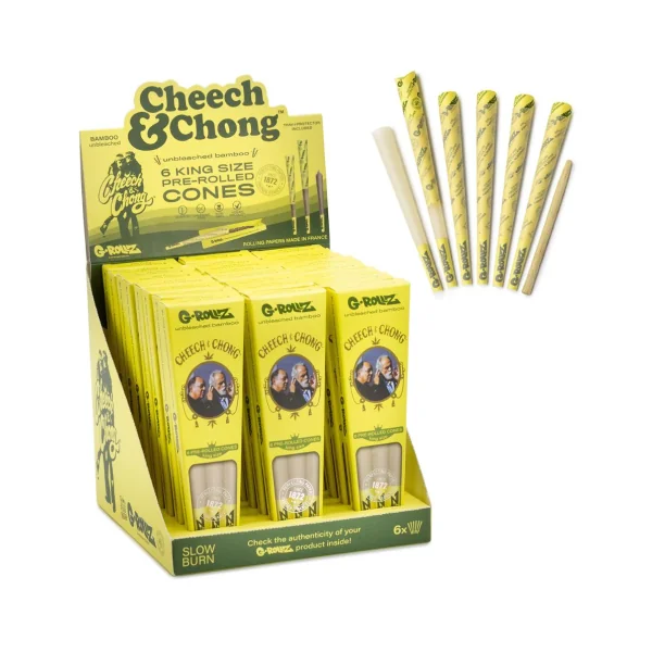 G-Rollz Cheech & Chong Pre-Rolled Cones – 6 King Size Bamboo Unbleached