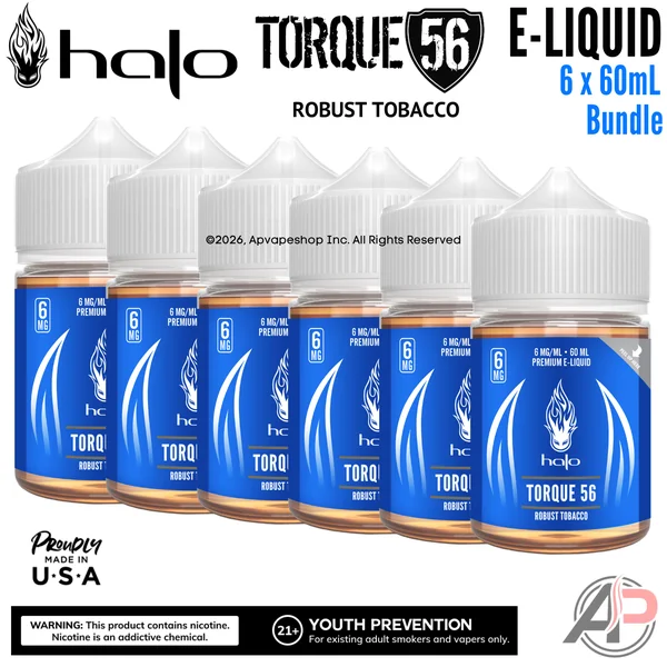 Halo Torque 56 Robust Tobacco E-Liquid 60mL 6 Bottle Bundle Box