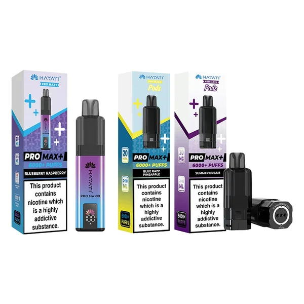 HAYATI PRO MAX + 6000 6K PRE-FILLED POD VAPE KIT - 18K BUNDLE