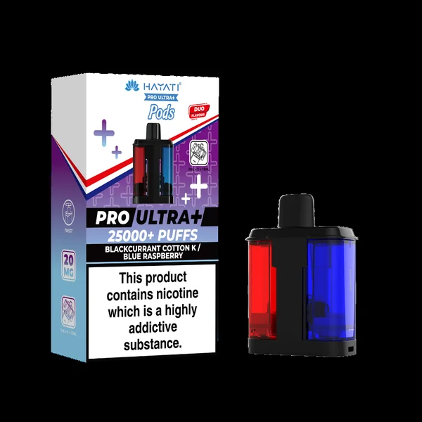 Hayati Pro Ultra Plus 25k Prefilled Pods Blackcurrant Cotton K/Blue Raspberry