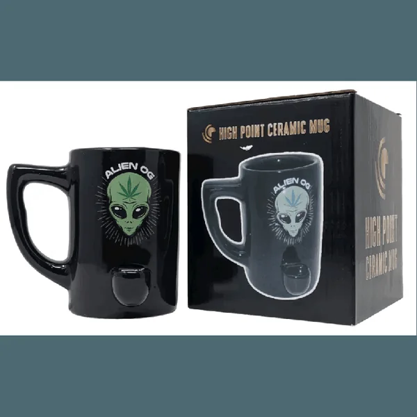 High Point Ceramic Alien Imprint Mug Hand Pipe - Dual-Function Coffee Mug - Image 2