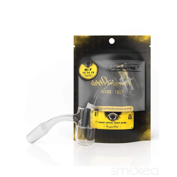 Honeybee Herb Black Line 45° Honey Bevel Deep Bowl Quartz Banger