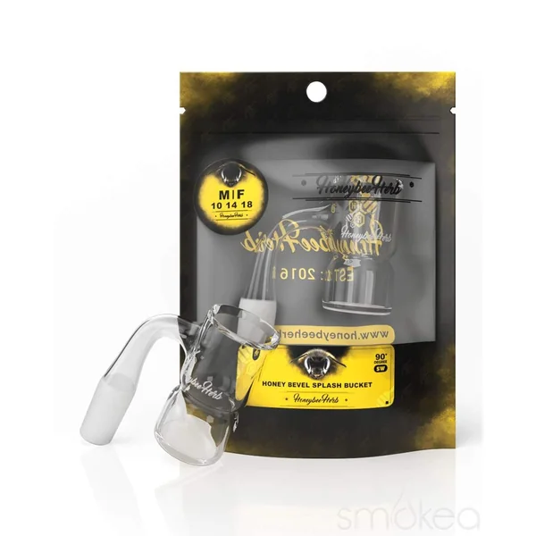 Honeybee Herb Black Line 90° Honey Bevel Splash Bucket Quartz Banger