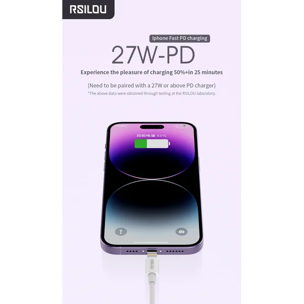 iPhone Charger Cable – Lightning to USB-C 3ft Length - Image 3