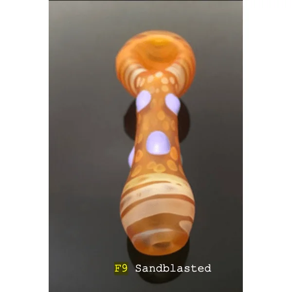 Izlow Glass F9 Colored Dots Sandblasted Handpipe