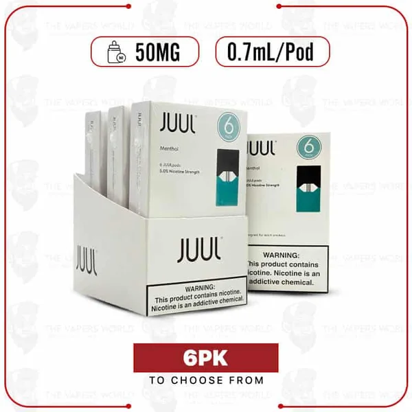 JUUL Menthol Pods – 5% Nicotine – 0.7ml – 6 CT - The Vapers World