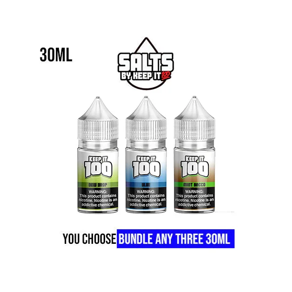 Keep It 100 Salt Vape Juice 30ml Pick 3 Bundle (90mL)