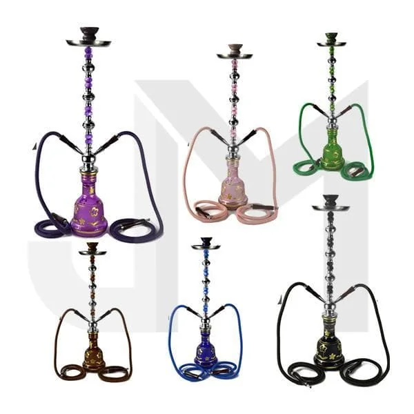 Large 2 Hose Shisha Hookah - Assorted Colours - Image 2