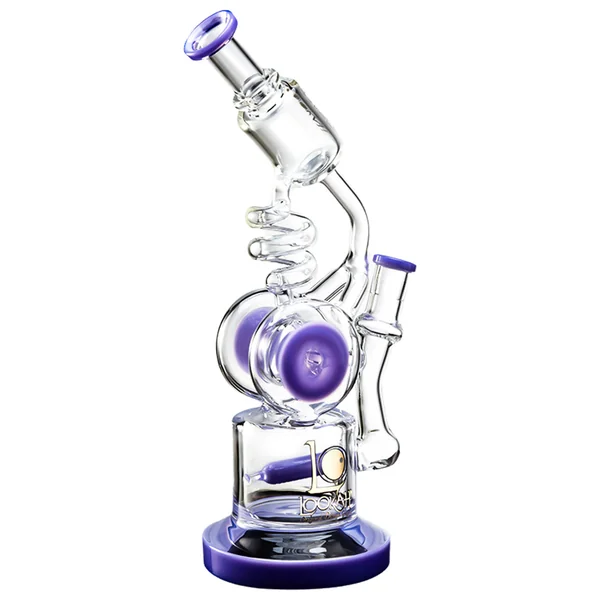 Lookah 10.5" Inline Perc Helix Coil Triple Chamber Recycler Glass Bong
