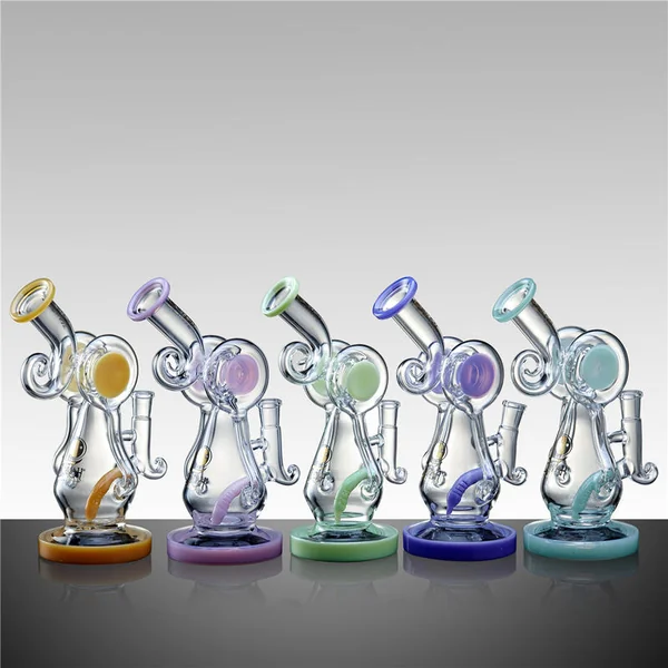 Lookah 8" Mini Dual Wheel Percolator Recycler Glass Bong - Image 2
