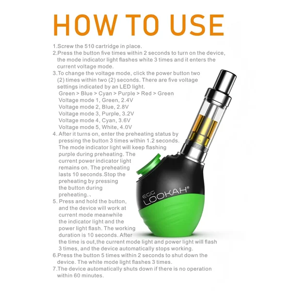 Lookah EGG 510 Vape Battery 350mAh - Image 9