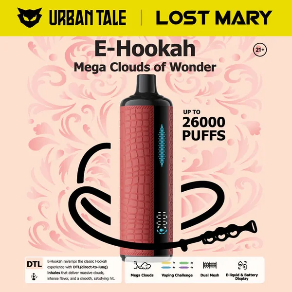 Lost Mary Urban Tale E-Hookah 26000 Puffs Disposable Vape Device - Image 2