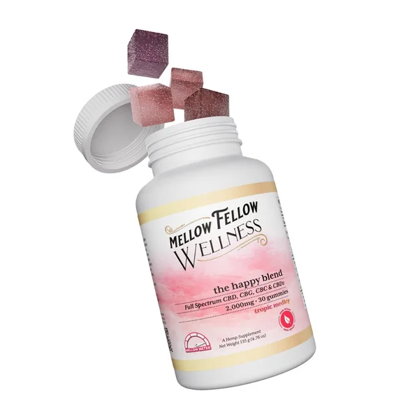 Mellow Fellow Wellness 30pc CBD Gummies Happy Blend Tropic Medley – 2000mg