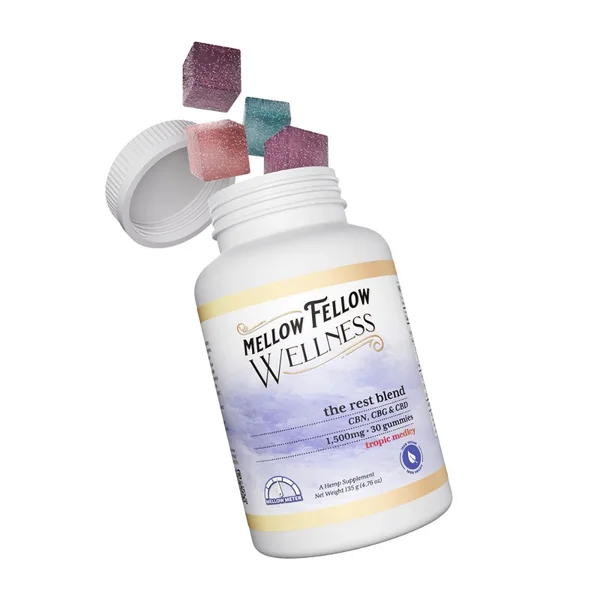 Mellow Fellow Wellness 30pc CBD Gummies Rest Blend Tropic Medley – 1500mg
