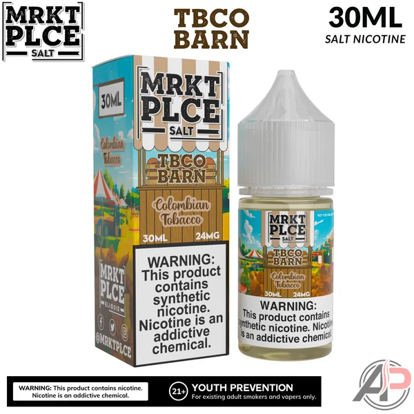 MRKT PLCE Colombian Tobacco TBCO BARN Salt Nicotine 30mL