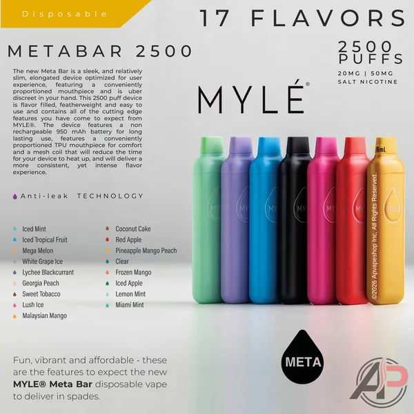 Myle Meta Bar Vape 2500 Puffs Vape Disposable Device - Image 2