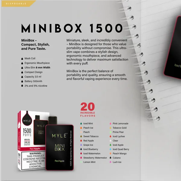 Myle Mini Box 1500 Puffs Disposable Vape Device - Image 3