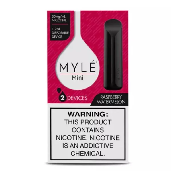Myle Mini Disposable Pods 320 Puffs - 2 Pack Devices - Raspberry Watermelon