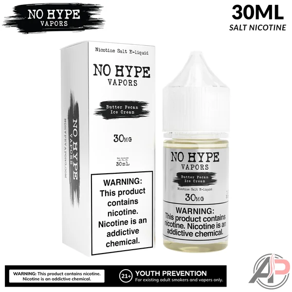 No Hype Vapors Butter Pecan Ice Cream Salt Nicotine 30mL