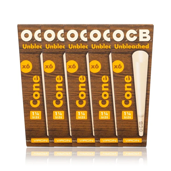OCB Virgin Unbleached 1-1/4 Pre-Rolled Cones 6Pk - Image 2
