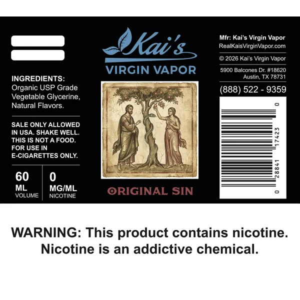 Original Sin Vape Juice | Clean, Lab-Tested | Kai’s Virgin Vapor - Image 2