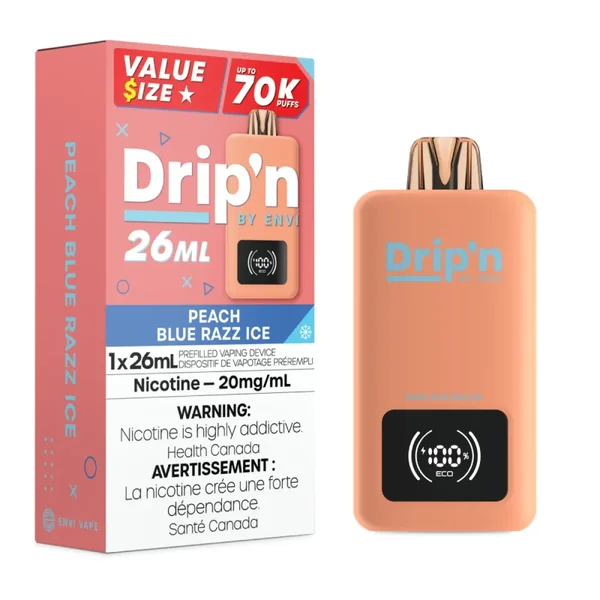 Peach Blue Razz Ice Drip'n by Envi 26mL Disposable Vape | VapeLoft