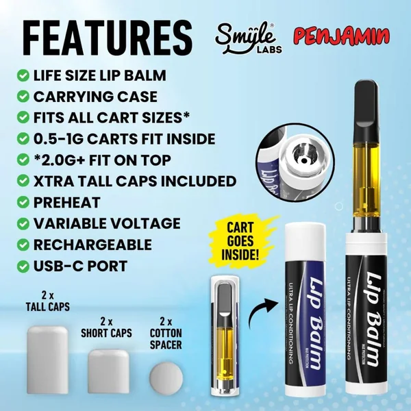 Penjamin Lip Balm – Stealth 510 Thread Vape Cart Battery - Image 2