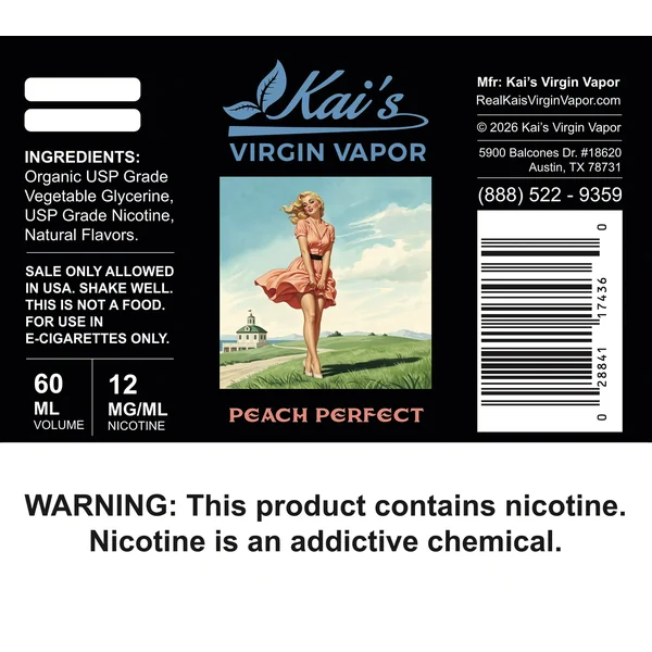 Perfect Peach Vape Juice | Clean, Lab-Tested | Kai’s Virgin Vapor - Image 3