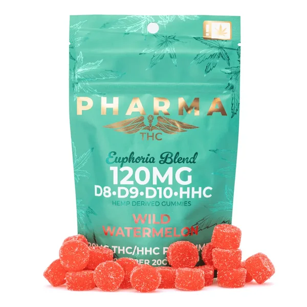 PharmaTHC Euphoria Blend Gummies - Wild Watermelon (1000 mg Delta 8 + 240 mg Delta 9 + 660 mg Delta 10 + 500 mg HHC Total)