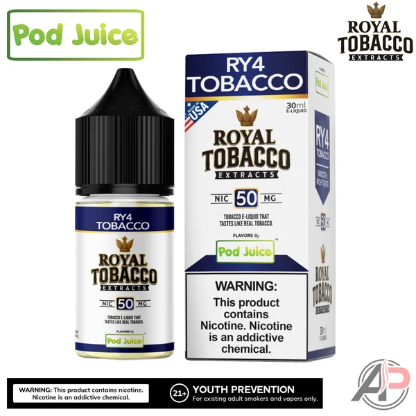 Pod Juice Royal Tobacco Extracts RY4 Tobacco Salt Nicotine 30mL