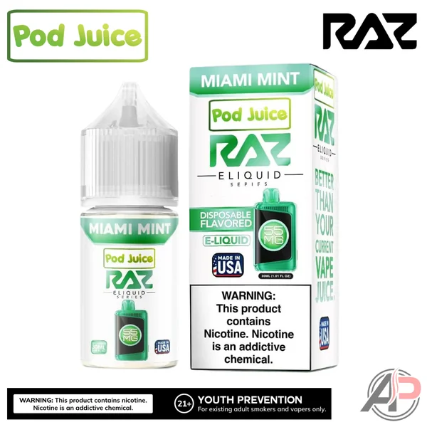 Pod Juice x Raz LTX Miami Mint Salt Nicotine 30mL