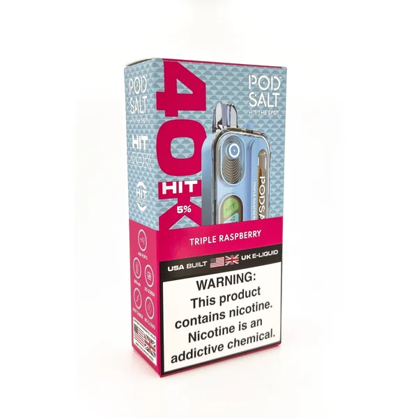 POD SALT HIT 40K DISPOSABLE / TRIPLE RASPBERRY / 50MG / 18ML / 40K PUFFS