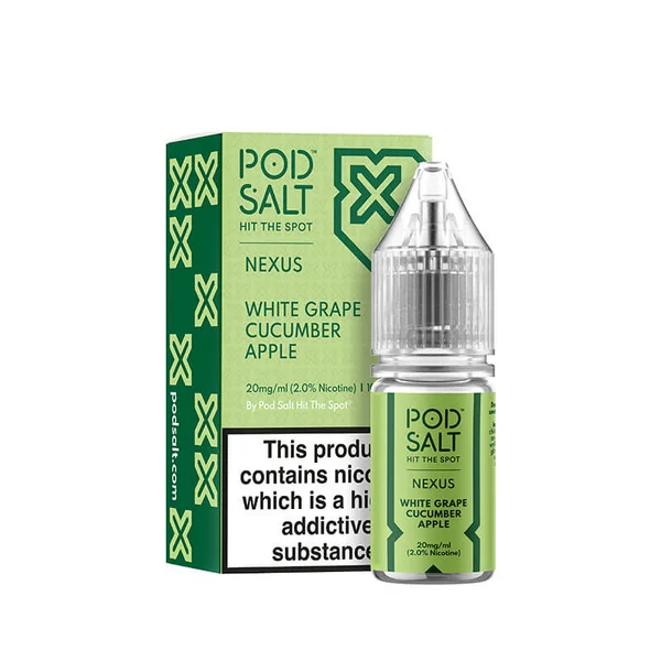 Pod Salt Nexus White Grape Cucumber Apple Nic Salt E-Liquid 10ml - Image 3