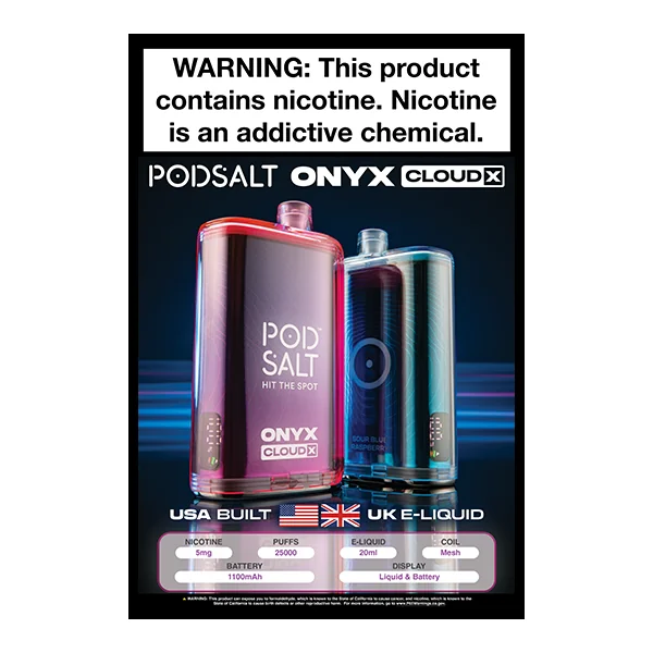 POD SALT Onyx Cloud X 5mg Poster 12" x 18"