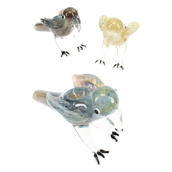 Primate Glass Silver Fumed Color-Changing Glass Bird Hand Pipe “Songbird” – Assorted