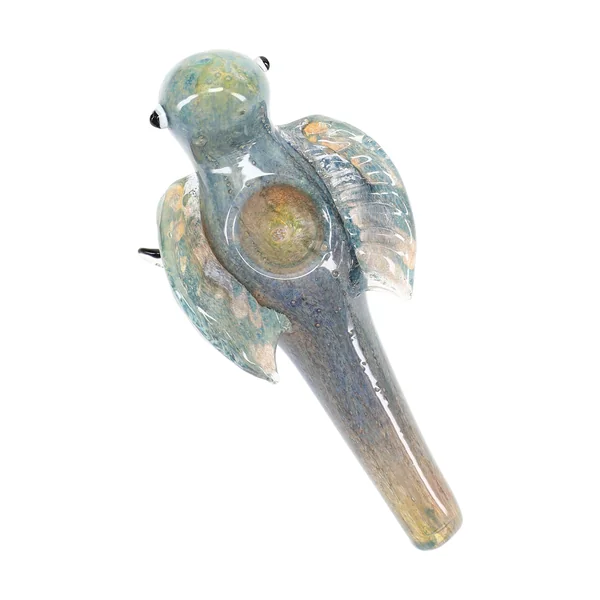 Primate Glass Silver Fumed Color-Changing Glass Bird Hand Pipe “Songbird” – Assorted - Image 2