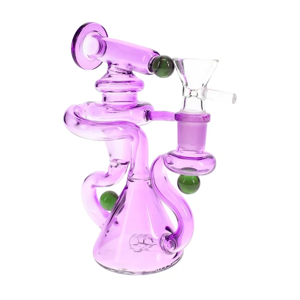 Primate Glass Stemless Recycler Bong “Loop Bloom” – 6″ – Assorted Colors