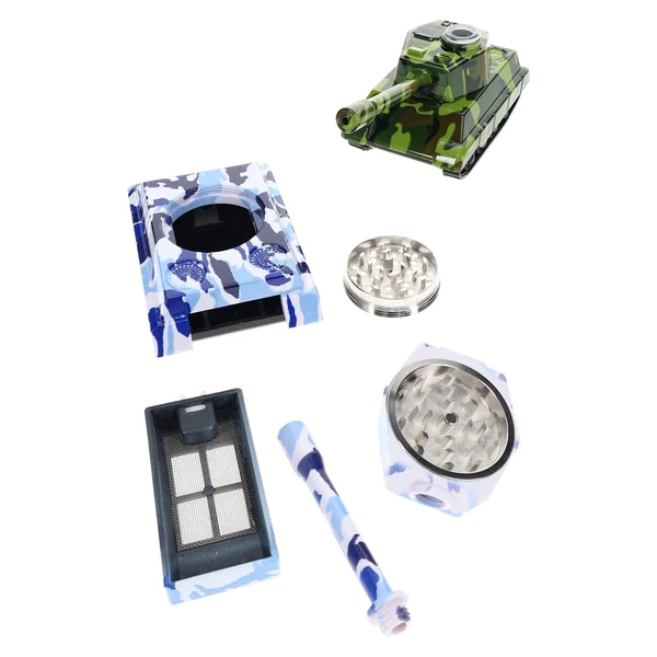 Primate Glass Tank Metal Herb Grinder & Pipe “Rolling Armor” – 1¾″ – Assorted Colors - Image 2