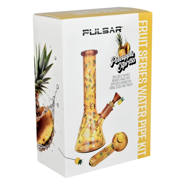 Pulsar Fruit Series Pineapple Express Herb Pipe Glow Duo - 10" / 14mm F - Image 6