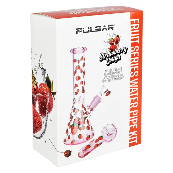 Pulsar Fruit Series Strawberry Cough Herb Pipe Glow Duo - 10" / 14mm F - Image 6