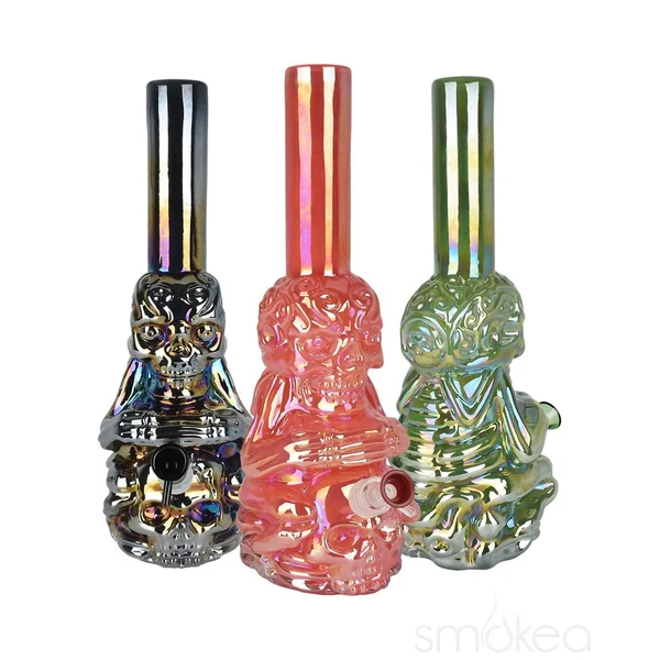 Pulsar Iridescent Crouching Skeleton Soft Glass Bong