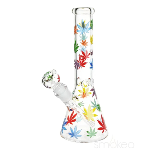 Pulsar Rainbow Leaf Glow Beaker Bong